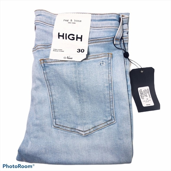 Rag & Bone Womens High Rise Light Wash Cropped Flared Ankle Jeans Sz 30 New - Picture 8 of 12